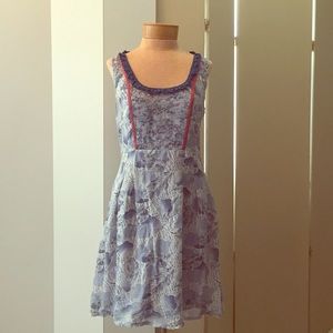 100% Silk Kimchi Blue Lined Babydoll Dress Sz M